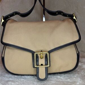 Coach twill and leather saddle bag